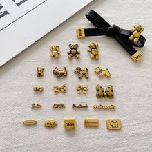 韩版合金M字母扣蝴蝶结小狗小熊饰品配件复古百搭手工diy材料批发