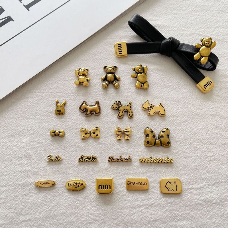 Korean Version Alloy m Letter Buckle Bowknot Puppy Bear Jewelry Accessories Retro Versatile Handmade DIY Material Wholesale