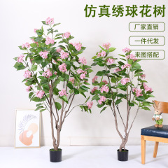 模擬緑の植物、高級アジサイの木、フェイクツリー、鉢植え、屋内リビングルームの装飾、フェイクプラント、床置きの家の装飾