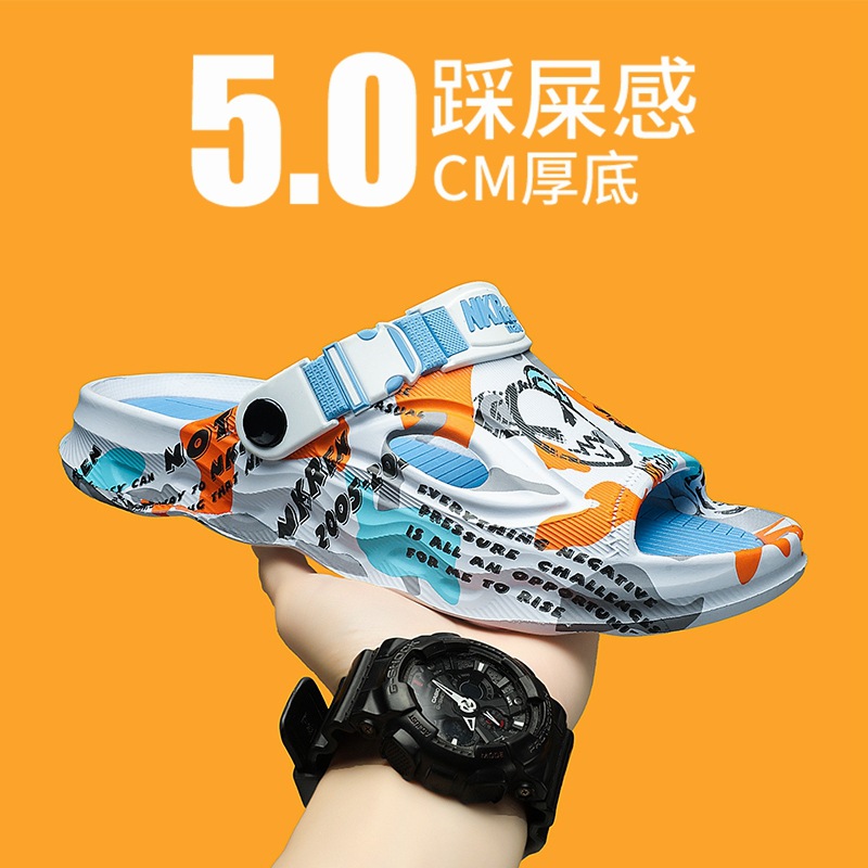 2025 nuevas zapatillas de verano para hombres, sentido de la mierda, conducción antideslizante, doble uso, sandalias deportivas de playa de gran tamaño 4546