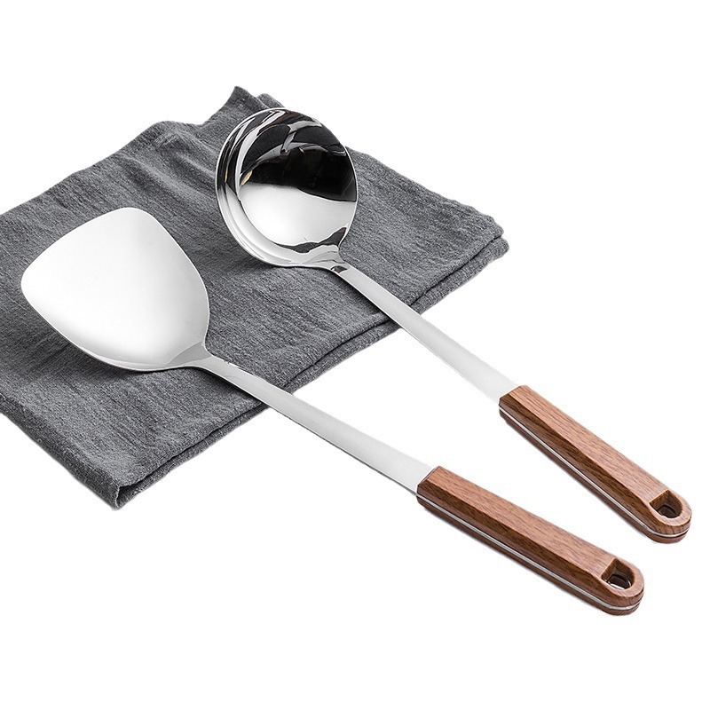 Espátula de acero inoxidable, cuchara de cocina, fideos de cocina, espátula para freír, espátula para el hogar, colador, juego de cuchara para sopa