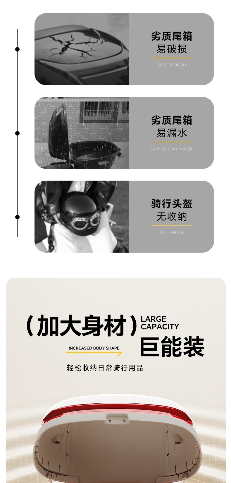 Universal electric scooter tail box, suitable for Aima, Yadi, and Tailing models, with large capacity battery and backrest