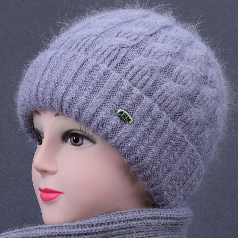 Warm Hat for Middle-aged and Elderly Winter Velvet Thickened Mother's Hat Outdoor Cold-proof Wool Hat Ear Protection Knitted Hat