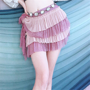 Belly Dance Color Ruffled Hip Scarf Bottoms Beginner Dance Belt Oriental Dance Skirt Kidsren's Performance Clothing
