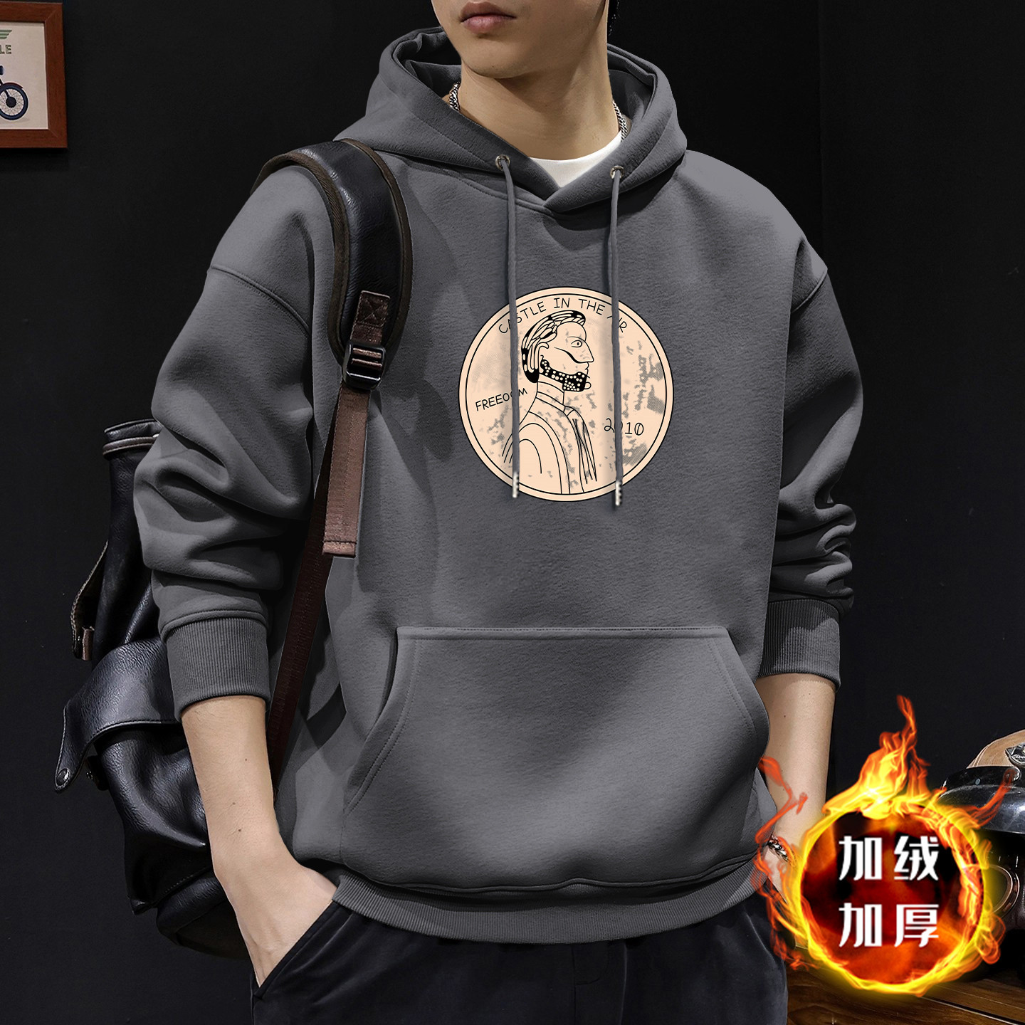 Chaqueta con capuz de moda masculina primavera y otoño nuevo tipo suelto simple pareja con chaqueta de lana de hombre