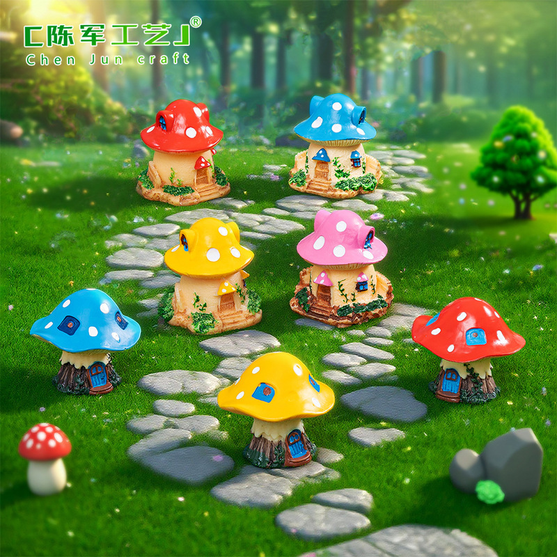 Fairy Tale Mushroom House Micro Landscape Fleshy Resin Villa Room Shape Ornaments DIY Garden Courtyard Crafts