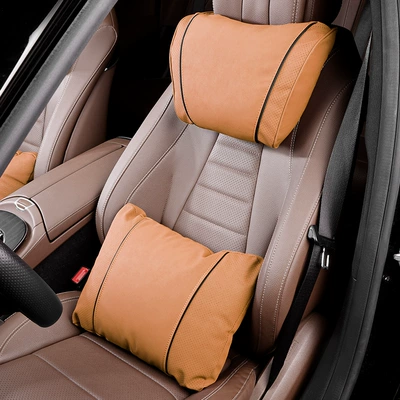 Headrest – Set, Car Interior Neck Pillow - type-k-gilded-brown-1-headrest-1-lumbar-support