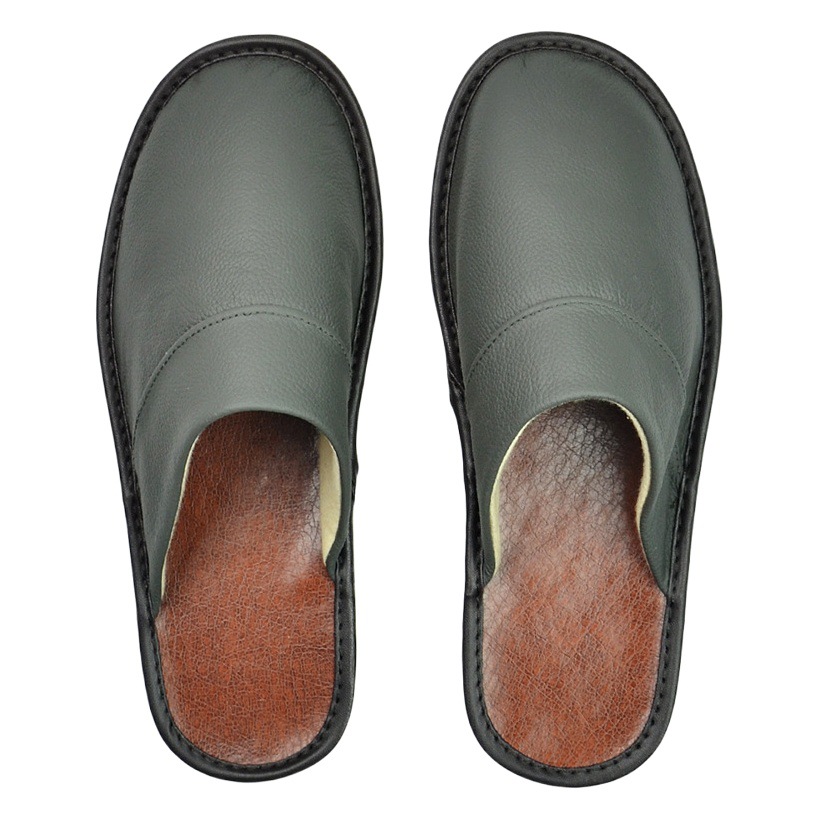 Widened Large Dock Layer Cowhide Baotou Genuine Leather Slippers Household Indoor Spring and Autumn Four Seasons Anti-slip for Men and Women Elderly