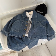 男の子春服セット2025新型子供ゆったりデニムコート女の子春レトロデニム2点セットブーム