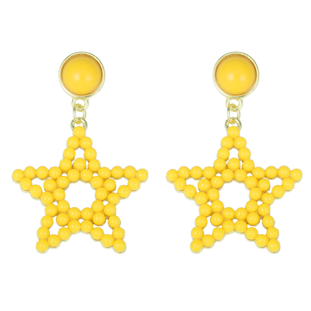 Hollow Rice Bead Five-pointed Star Korean Style Earrings Wholesale Jewelry Nihaojewelry display picture 12