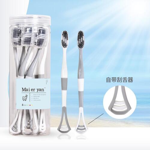 Bucket toothbrush 8 soft bristles ultra-fine soft wide head macaron color cleaning oral tongue scraping toothbrush