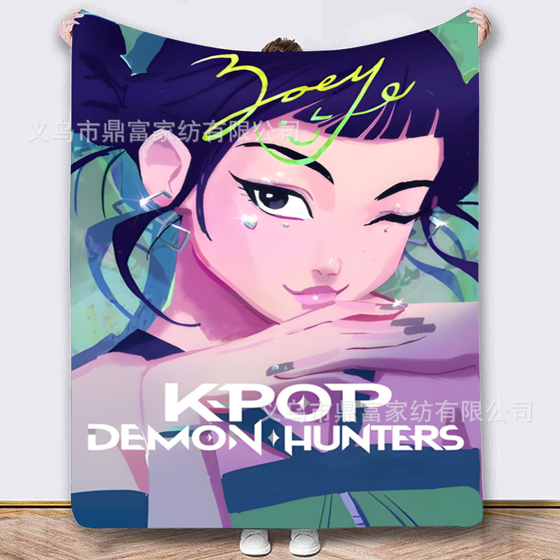 跨境法兰绒毛毯K Pop Demon Hunters Team Anime数码印花毛毯盖毯|undefined
