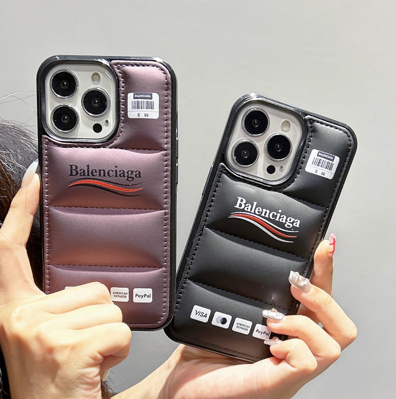 Suitable for Apple 11 Mobile Phone Case Cotton-filled Leather Down Jacket 16promax Full Coverage Drop-resistant 12 Couples Cross-border Foreign Trade