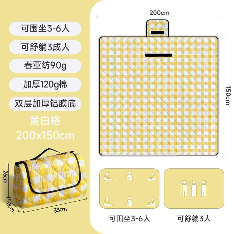 野餐垫加厚带铝模户外露营帐篷折叠便携防水帐篷垫加厚防水沙滩垫|undefined