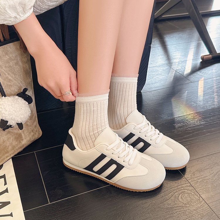2026 Spring New Style Color-Blocked Retro German Training Shoes, Low-Top, Shallow Mouth, Round-Toe, Lace-Up Sneakers, Large Size Flat Women's Shoes 2026 Spring New Style Color-Blocked Retro German Training Shoes, Low-Top, Shallow Mouth, Round-Toe, Lace-Up Sneakers, Large Size Flat Women's Shoes