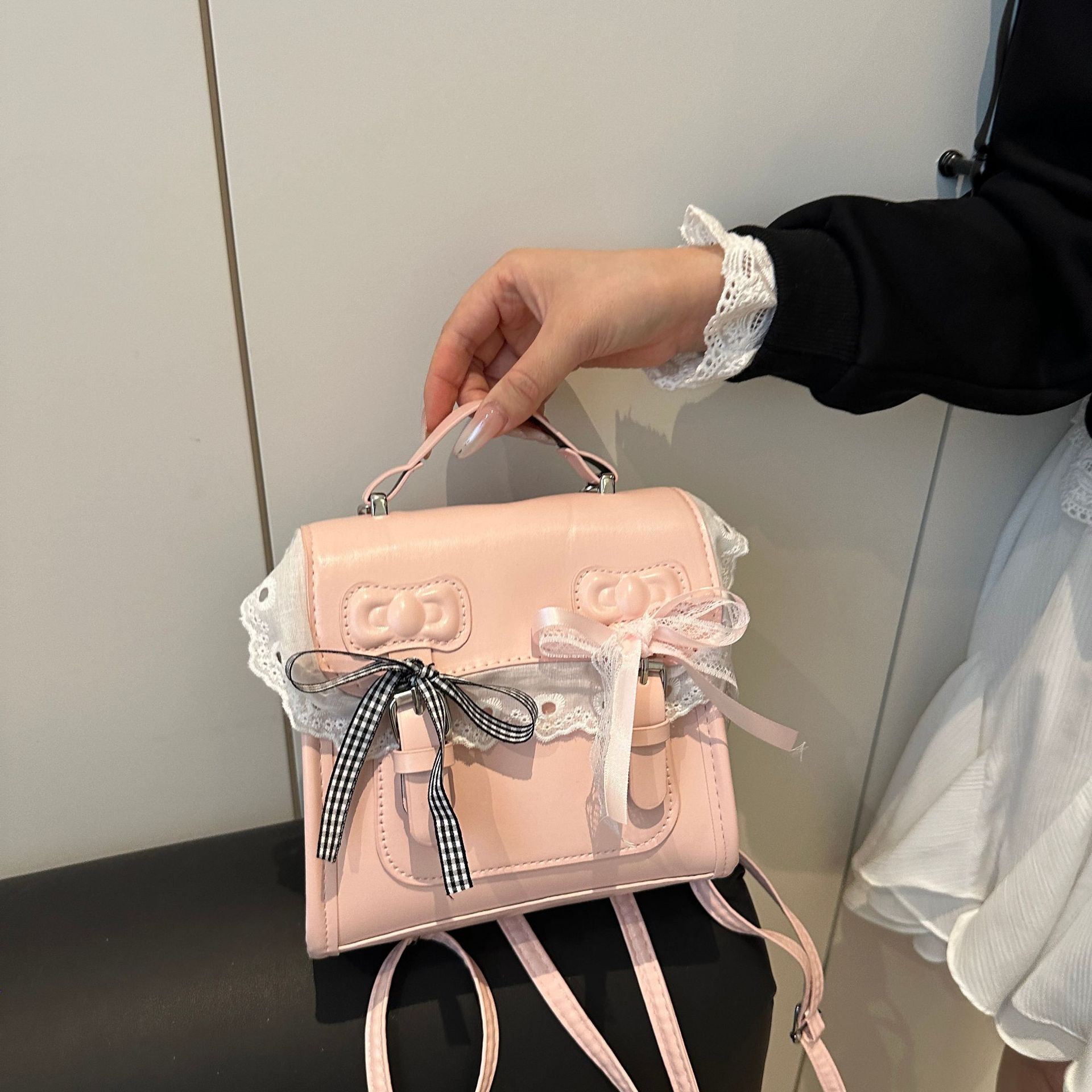 Coreano estilo de viento de encaje encantador mochila de hombro de estudiantes de alta calidad mochila de personalidad casual dulce image 8