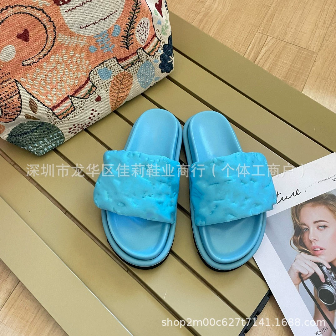 Высококлассная версия Lu Jiajia в день с толстым дном липучки для хлеба и шлепанцы для мужчин и женщин с рельефной плоской подошвы большого размера