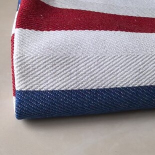 in stock three-color vertical bar yarn-dyed cotton 380g red blue white herrin twill bags sofa tablecloth wholesale