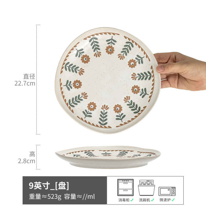 Cuencos de cerámica doméstica pintados a mano, cuencos de platos japoneses, cuencos de fideos, cuencos de ensalada de frutas, cuencos de arroz al por mayor