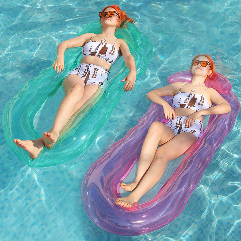 Nuevo tipo de cama flotante inflable flotante con malla de abrazadera en el agua respaldo plegable sillón para adultos con abrigo portátil plegable tipo inflable