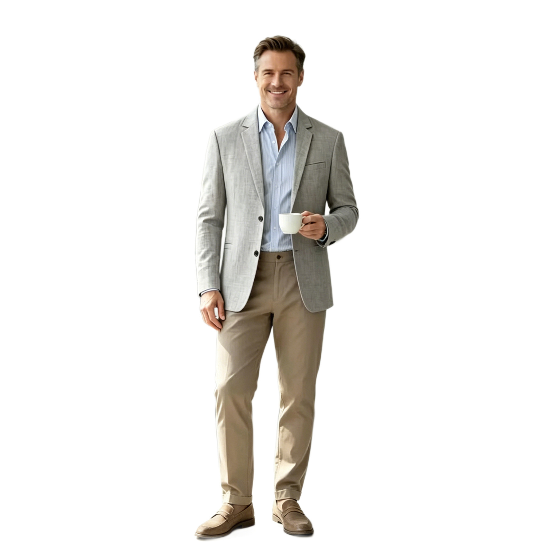 Summer Men's Lightweight Casual Blazer Linen Business Jacket Unstructured Neapolitan Style Sport Coat_voghion.com
