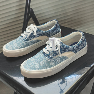 Douchuan Spring Men's and Women's Retro Couple Blue New Breathable Men's Canvas Shoes Men's Casual Sneakers Men's Shoes Large Size