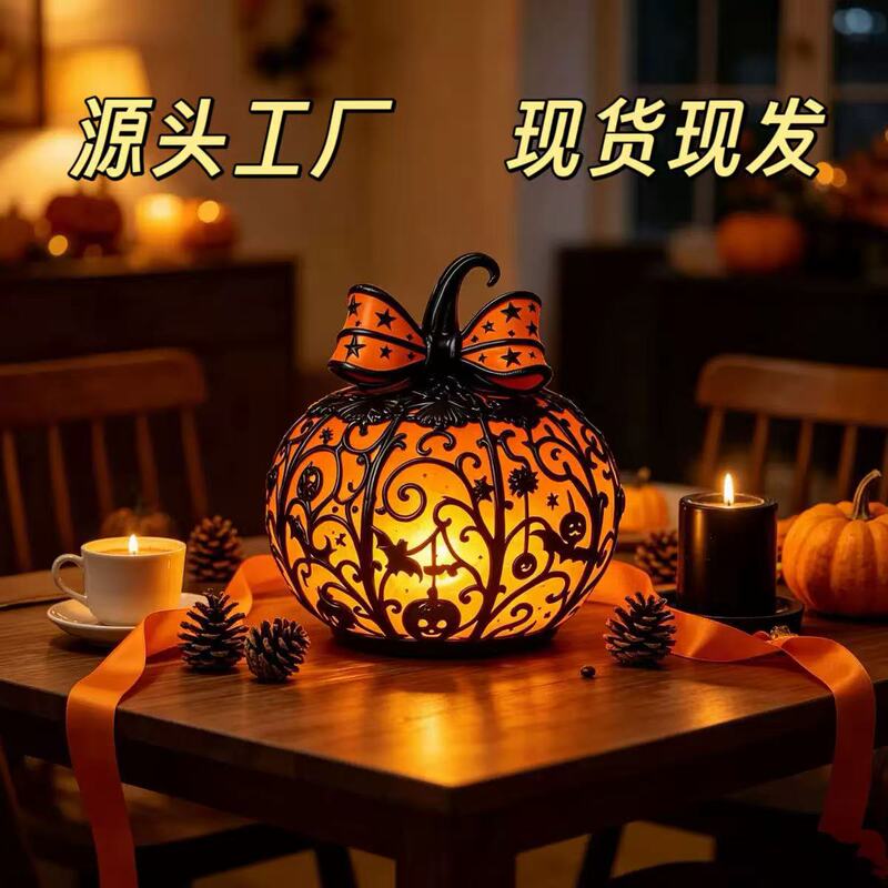 New cross-border Halloween Tiffany-style resin USB pumpkin lamp home decoration crafts garden ornaments New cross-border Halloween Tiffany-style resin USB pumpkin lamp home decoration crafts garden ornaments