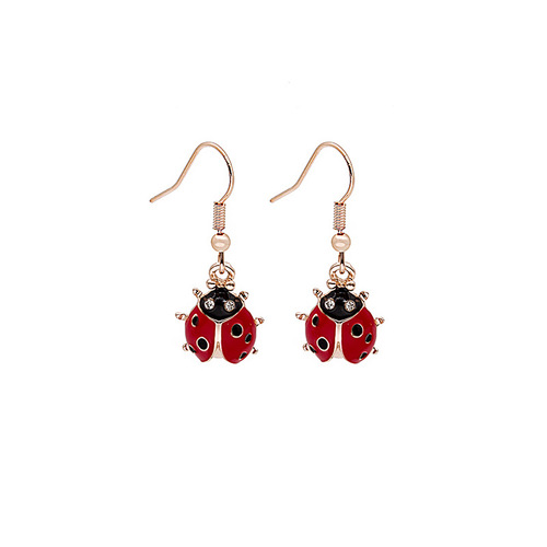 National style new product hot sale four seasons insect style seven-star ladybug earrings ear hook pendant jewelry wholesale