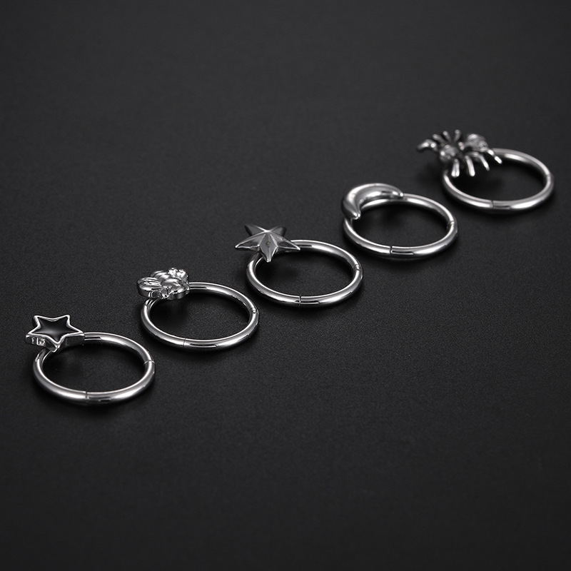 Nose Ring Classification Hip-hop Star Titanium Steel Polishing Nose Ring Nose Pin