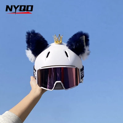 Helmet Decorations, Full-Face and: Motosiklet dəbilqələri - black-ears-white-cochlea-cat-ears-excluding-helmet-and-middle-crown