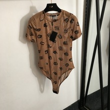 新款DG字母印花短袖连体紧身衣