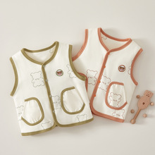 新生儿宝宝马甲春秋款婴儿衣服秋装坎肩纯棉双面背心夏外穿马夹女