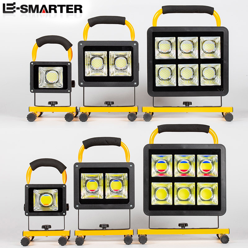 Luz de inundación LED transfronteriza, luz fuerte, luz fuerte, luz de trabajo móvil, luz de minero con pantalla eléctrica recargable, luz de césped exterior