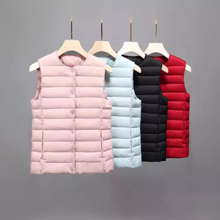2025 New Round Neck Close-Fitting Autumn and Winter Short Sleeveless Inner Vest Warm Cotton Vest Women's Fashion