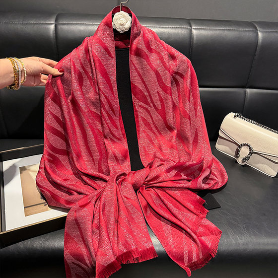 2025 Spring and Summer New Fashion High-grade Silk Scarf Printed Dustproof Shawl Women's Scarf Tencel Cotton Gold Scarf Scarf