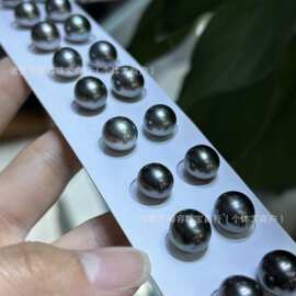 天然水滴海水珍珠9-10mm基本无暇细微瑕大溪地黑珍珠对珠裸珠diy
