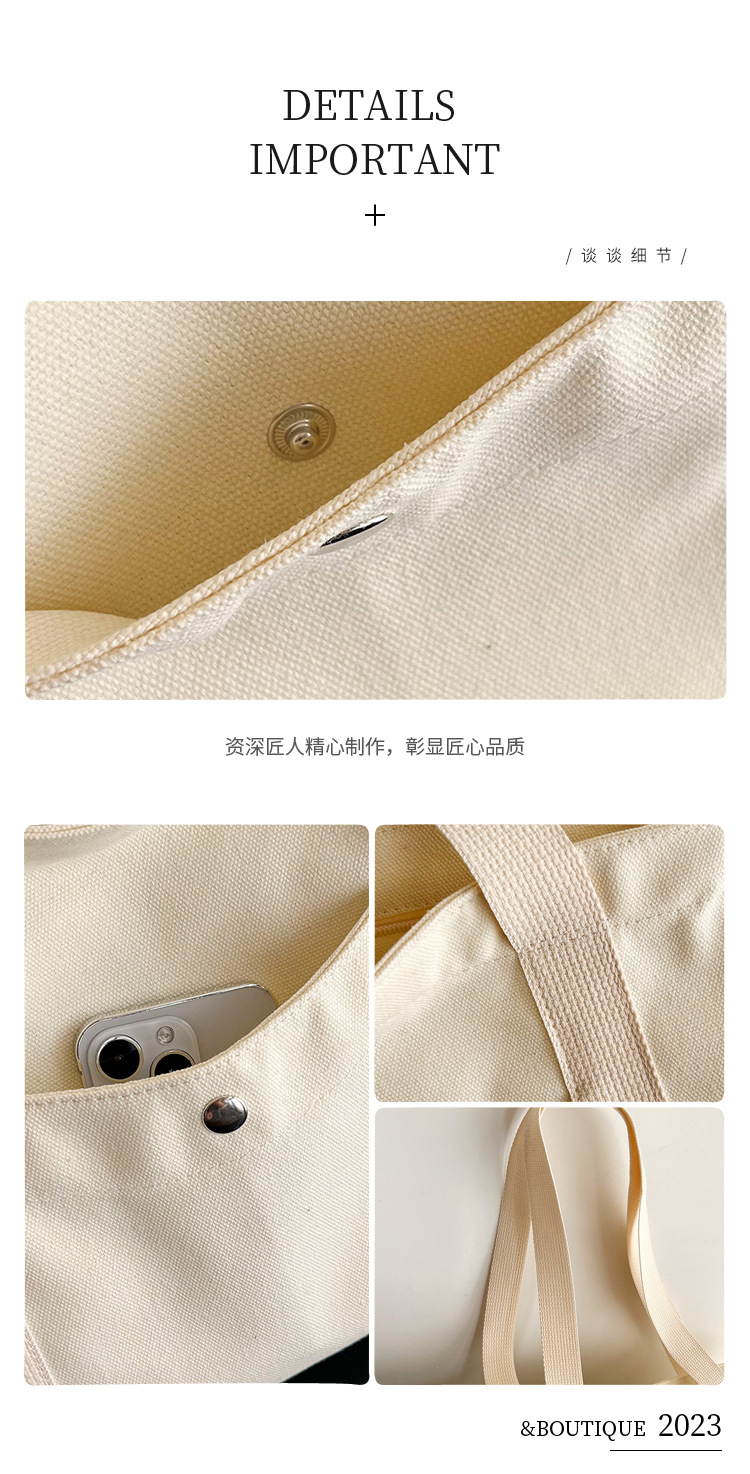 Wholesale of new women's single-shoulder bags, cross-border simple and casual canvas bags, Korean version LOGO printed commuter tote bags undefined
