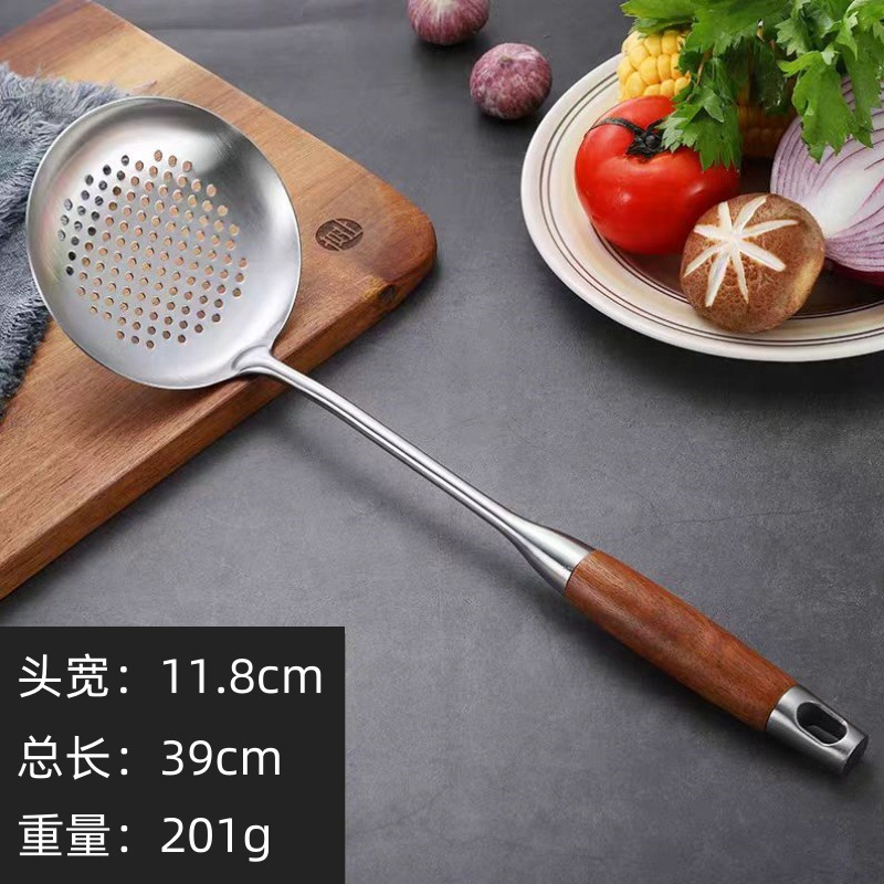 304 Palisandro Palo Palo Palo de cocina de acero inoxidable para el hogar Cuchara Cuchara Anti-escaldado Mango hueco Palo Palo Juego de utensilios de cocina