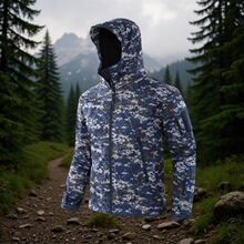 2026跨境货源TAD软壳冲锋衣男保暖防水耐磨连帽战术迷彩冲锋衣