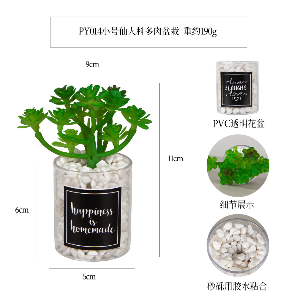 Tamaño pequeño hadas kodua carne pegatinas plástico Mini en maceta decoración de escritorio simulación planta piedra artificial bonsai