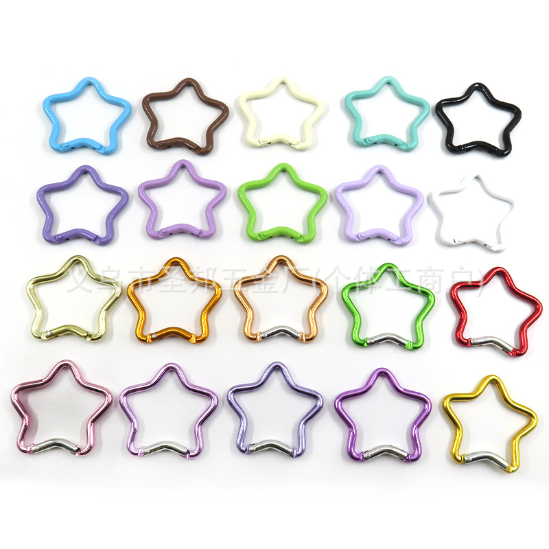 Aluminum Alloy Five-Pointed Star Carabiner, Painted Colorful Star Hook, Aluminum Alloy Hook, Jewelry, Luggage, Clothing Accessories