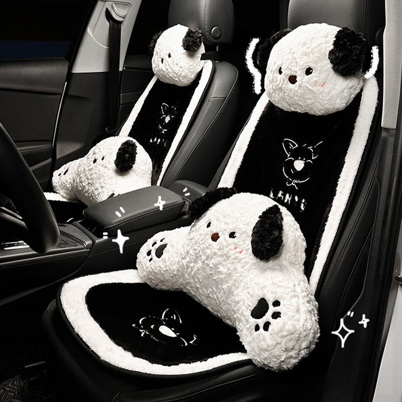 Høst- og vinterbilsetepute kreativ bilsetepute kaninhår søt tegneseriehund bil varmt, sklisikkert setetrekk_voghion.com