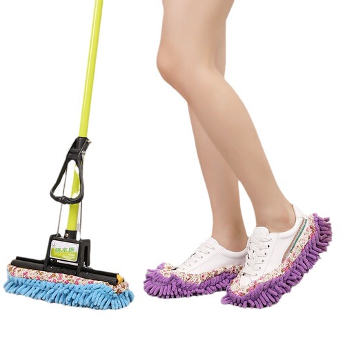 Factory Direct Supply Washable Floor Cleaning Slippers Lazy Mop Shoes Cover for Women Household Chenille Mop Shoes Cover Removable