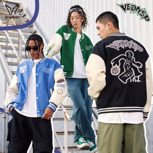 Wei Dazzling Baseball Suit Jacket Men's Autumn New Sports American Warm Top Loose Casual Cardigan Jacket