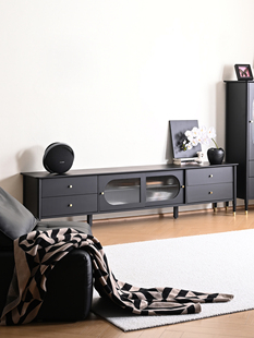 Ediga Dawn Tv Cabinet Solid Wood Tv Cabinet Simple Modern Small Apartment Living Room Floor Cabinet French Retro Black