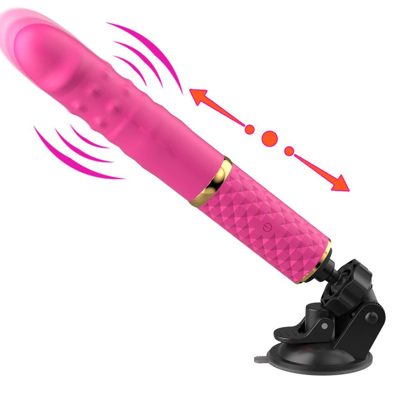 Female Sex Toy, Telescopic Gun-Type Machine with Automatic Insertion and Fixed Suction Cup, Vibrating Wand for Adult Women