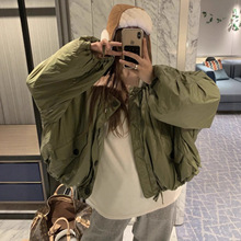 韩国东大门ins冬日新款韩版宽松轻便保暖抽绳设计夹克棉服外套女