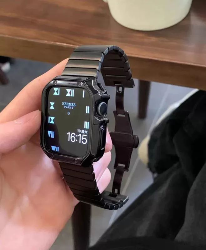 Подходит для Apple Watch 9 с металлическим ремешком с застежкой-бабочкой и корпусом Apple Watch iWatch 876543.