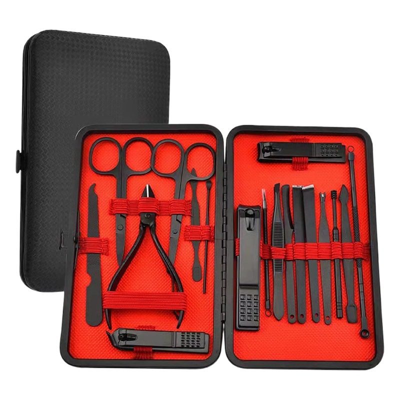 Nail clippers 18-piece set of black and red nail clippers suit a hair finger manicure home beauty suit