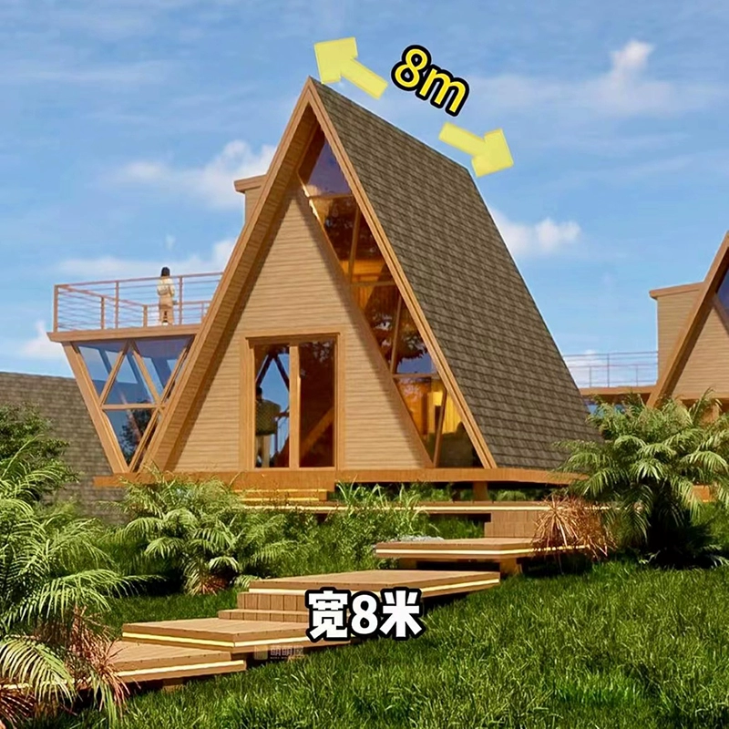 Треугольный деревянный дом B&B — антикоррозийная обработка древесины, сборка на улице, мобильный домик